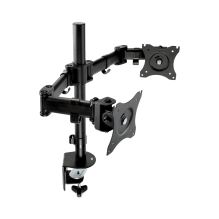 Dual Monitor Mount, For 27" Monitors, 360 Degree Rotation, +45 Degree/-45 Degree Tilt, 90 Degree Pan, Black, Supports 20 lb1