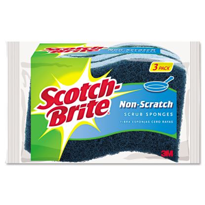 Non-Scratch Multi-Purpose Scrub Sponge, 4.4 x 2.6, 0.8" Thick, Blue, 3/Pack1