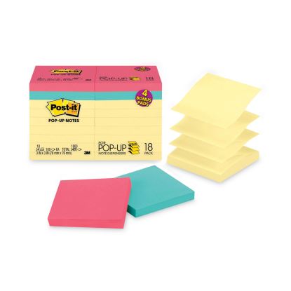 Original Pop-up Notes Value Pack, 3 x 3, (14) Canary Yellow, (4) Poptimistic Collection Colors, 100 Sheets/Pad, 18 Pads/Pack1