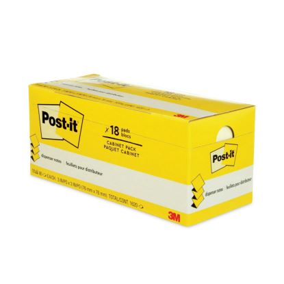 Original Canary Yellow Pop-up Refill Cabinet Pack, 3" x 3", Canary Yellow, 90 Sheets/Pad, 18 Pads/Pack1