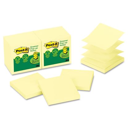 Original Recycled Pop-up Notes, 3" x 3", Canary Yellow, 100 Sheets/Pad, 12 Pads/Pack1