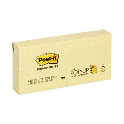 Original Canary Yellow Pop-up Refill, Note Ruled, 3" x 3", Canary Yellow, 100 Sheets/Pad, 6 Pads/Pack1
