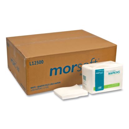 Morsoft 1/4 Fold Lunch Napkins, 1 Ply, 11.8" x 11.8", White, 6,000/Carton1