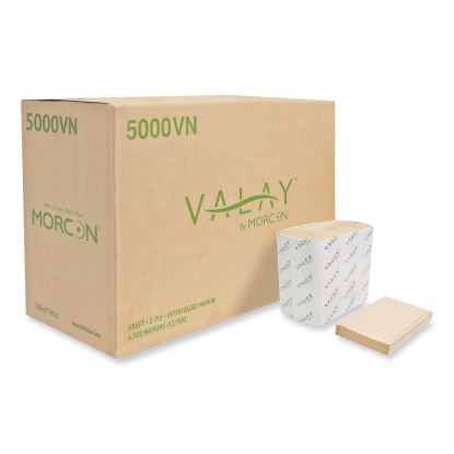 Valay Interfolded Napkins, 2-Ply, 6.5 x 8.25, Kraft, 6,000/Carton1