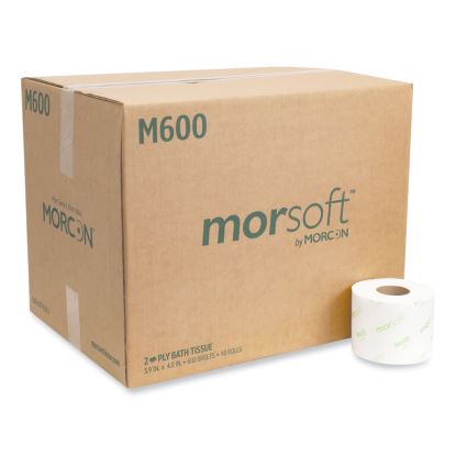 Morsoft Controlled Bath Tissue, Septic Safe, 2-Ply, White, 3.9" x 4", 600 Sheets/Roll, 48 Rolls/Carton1