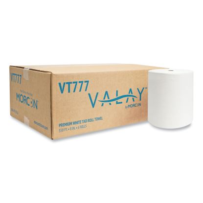 Valay Proprietary TAD Roll Towels, 1-Ply, 7.5" x 550 ft, White, 6 Rolls/Carton1