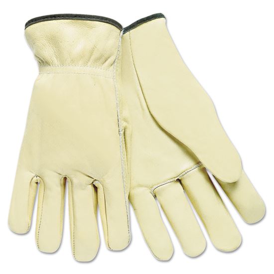 Full Leather Cow Grain Driver Gloves, Tan, Large, 12 Pairs1