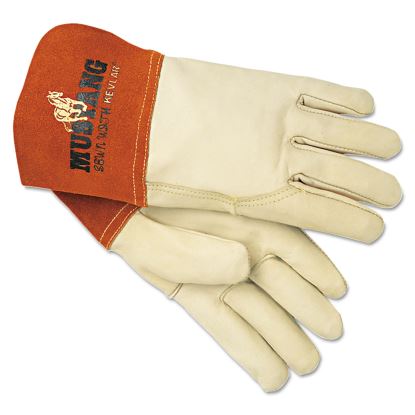 Mustang MIG/TIG Leather Welding Gloves, White/Russet, Large, 12 Pairs1