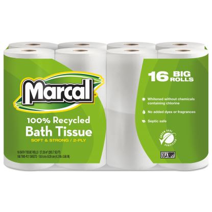 100% Recycled Two-Ply Bath Tissue, Septic Safe, White, 168 Sheets/Roll, 96 Rolls/Carton1