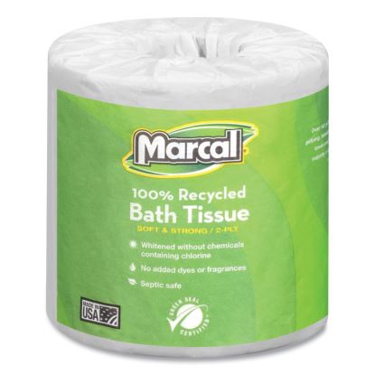 100% Recycled Two-Ply Bath Tissue, Septic Safe, White, 330 Sheets/Roll, 48 Rolls/Carton1