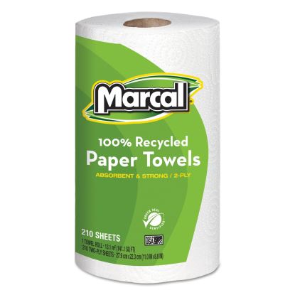 100% Premium Recycled Kitchen Roll Towels, 2-Ply, 11 x 8.8, White, 210 Sheets, 12 Rolls/Carton1