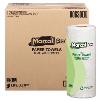 100% Premium Recycled Kitchen Roll Towels, 2-Ply, 11 x 9, White, 70/Roll, 30 Rolls/Carton1