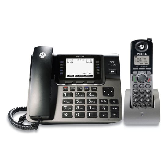 ML1250 1-4 Line Corded/Cordless Phone System, 1 Handset, Black/Silver1