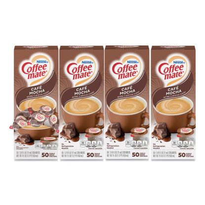 Liquid Coffee Creamer, Cafe Mocha, 0.38 oz Mini Cups, 50/Box, 4 Boxes/Carton, 200 Total/Carton1