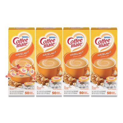 Liquid Coffee Creamer, Hazelnut, 0.38 oz Mini Cups, 50/Box, 4 Boxes/Carton, 200 Total/Carton1