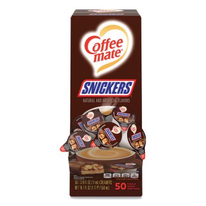 Liquid Coffee Creamer, Snickers, 0.38 oz Mini Cups, 50 Cups/Box1