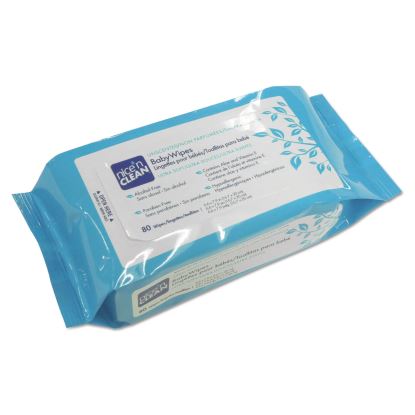 Nice 'n Clean Baby Wipes, Unscented 7.9" x 6.6", White, 80/Pack 12 Packs/CT1