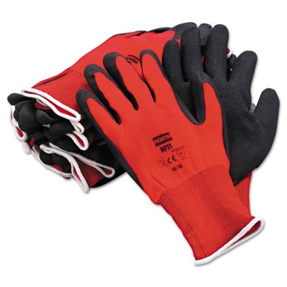 NorthFlex Red Foamed PVC Gloves, Red/Black, Size 10/XL, 12 Pairs1