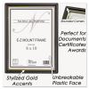 EZ Mount Document Frame with Trim Accent and Plastic Face, Plastic, 8 x 10, Black/Gold2