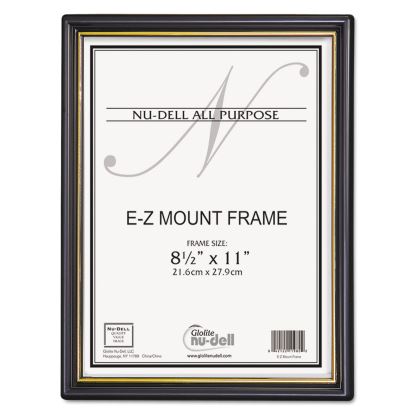 EZ Mount Document Frame with Trim Accent and Plastic Face, Plastic, 8.5 x 11 Insert, Black/Gold, 18/Carton1