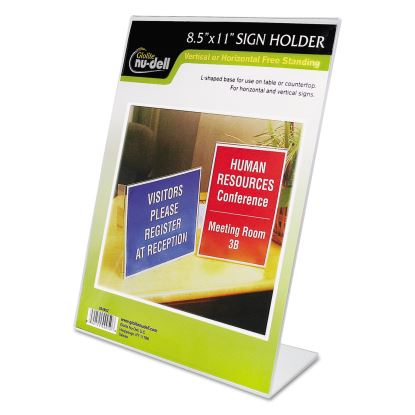 Clear Plastic Sign Holder, Stand-Up, Slanted, 8.5 x 111