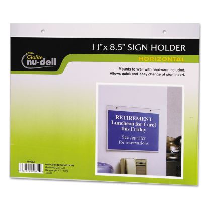 Clear Plastic Sign Holder, Wall Mount, 11 X 8 1/21