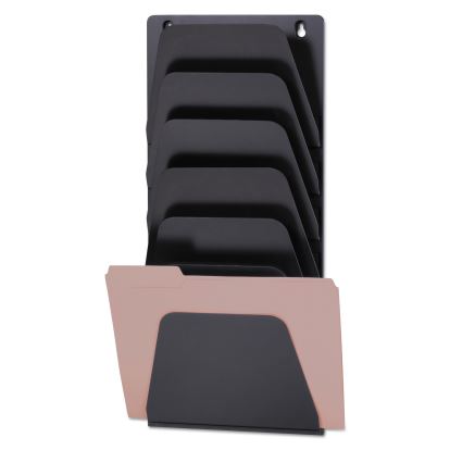 Wall File Holder, 7 Sections, Legal/Letter Size, 9.43" x 2.88" x 22.38", Black1