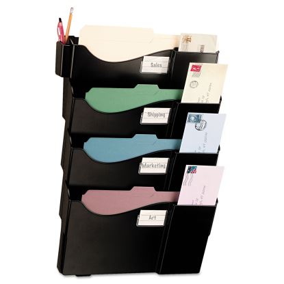 Grande Central Filing System, 4 Sections, Legal/Letter Size, 16.63" x 4.75" x 23.25", Black, 4/Pack1