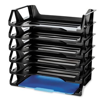 Recycled Side Load Desk Tray, 6 Sections, Letter Size Files, 15.13" x 8.88" x 15", Black, 6/Pack1