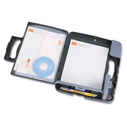Portable Storage Clipboard Case, Three Storage Compartments, 0.75" Clip Capacity, Holds 9 x 12 Sheets, Charcoal1