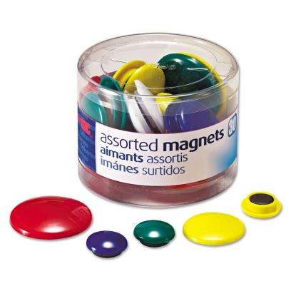 Assorted Magnets, Circles, Assorted Sizes and Colors, 30/Tub1