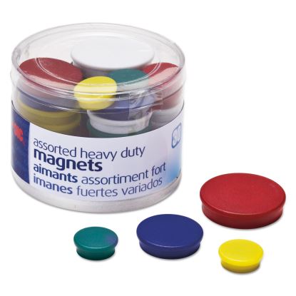 Assorted Heavy-Duty Magnets, Circles, Assorted Sizes and Colors, 30/Tub1