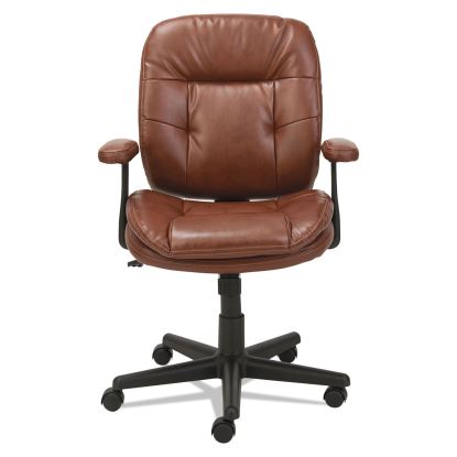 Swivel/Tilt Bonded Leather Task Chair, Supports 250 lb, 16.93" to 20.67" Seat Height, Chestnut Brown Seat/Back, Black Base1