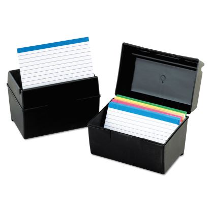 Plastic Index Card File, Holds 300 3 x 5 Cards, 5.63 x 3.63 x 3.63, Black1