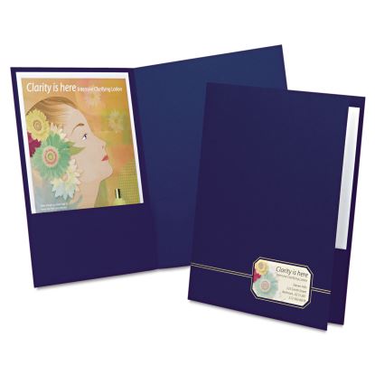 Monogram Series Business Portfolio, Cover Stock, 0.5" Capacity, 11 x 8.5, Blue with Embossed Gold Foil Accents, 4/Pack1