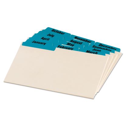 Manila Index Card Guides with Laminated Tabs, 1/3-Cut Top Tab, January to December, 4 x 6, Manila, 12/Set1