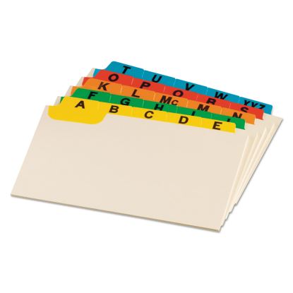 Manila Index Card Guides with Laminated Tabs, 1/5-Cut Top Tab, A to Z, 4 x 6, Manila, 25/Set1