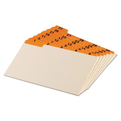 Manila Index Card Guides with Laminated Tabs, 1/5-Cut Top Tab, 1 to 31, 5 x 8, Manila, 31/Set1