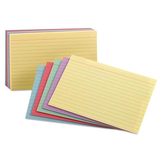 Ruled Index Cards, 3 x 5, Blue/Violet/Canary/Green/Cherry, 100/Pack1