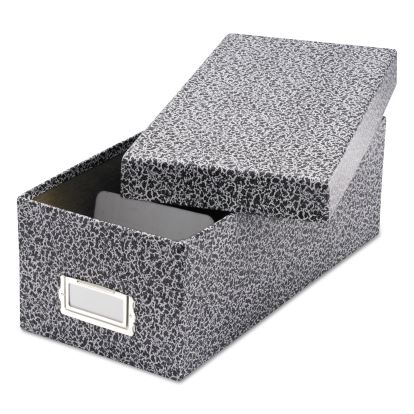 Reinforced Board Card File, Lift-Off Cover, Holds 1,200 3 x 5 Cards, 5.13 x 11 x 3.63, Black/White1