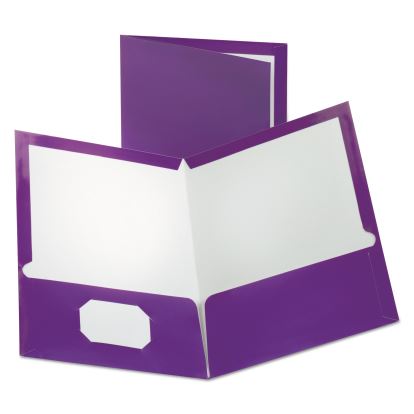 Two-Pocket Laminated Folder, 100-Sheet Capacity, 11 x 8.5, Metallic Purple, 25/Box1