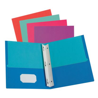 Twisted Twin Smooth Pocket Folder w/Fasteners, 100-Sheet Capacity, 11 x 8.5, Assorted Solid Colors, 10/Pack1