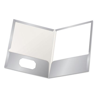 High Gloss Laminated Paperboard Folder, 100-Sheet Capacity, 11 x 8.5, Gray, 25/Box1