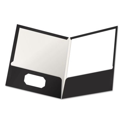 High Gloss Laminated Paperboard Folder, 100-Sheet Capacity, 11 x 8.5, Black, 25/Box1