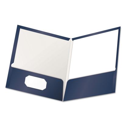 High Gloss Laminated Paperboard Folder, 100-Sheet Capacity, 11 x 8.5, Navy, 25/Box1