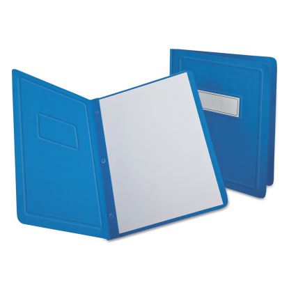 Title Panel and Border Front Report Cover, 3-Prong Fastener, Panel and Border Cover, 0.5" Cap, 8.5 x 11, Light Blue, 25/Box1