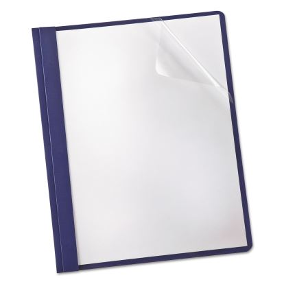 Clear Front Linen Report Cover, Three-Prong Fastener, 0.5" Capacity, 8.5 x 11, Clear/Navy, 25/Box1