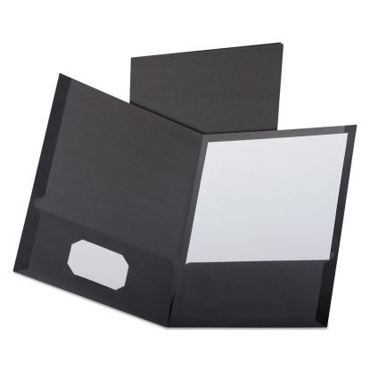 Linen Finish Twin Pocket Folders, 100-Sheet Capacity, 11 x 8.5, Black, 25/Box1