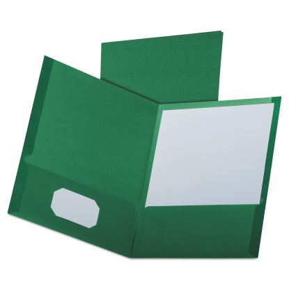 Linen Finish Twin Pocket Folders, 100-Sheet Capacity, 11 x 8.5, Hunter Green, 25/Box1