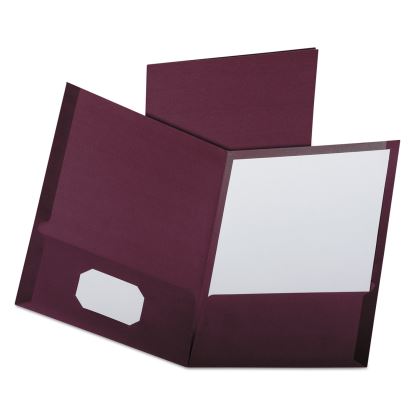 Linen Finish Twin Pocket Folders, 100-Sheet Capacity, 11 x 8.5, Burgundy, 25/Box1